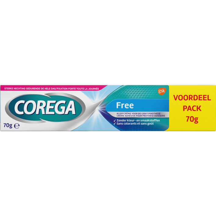 Corega Free kleefcrème gebitsprothese voordeel
