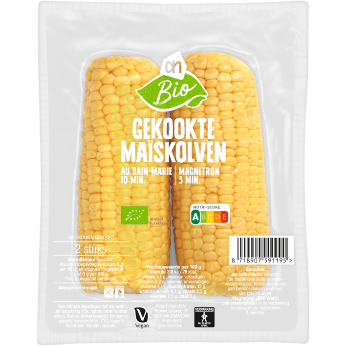 AH Biologisch Gekookte maïskolven