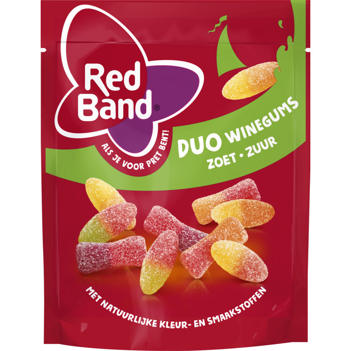 Red Band Duo winegums zoet zuur