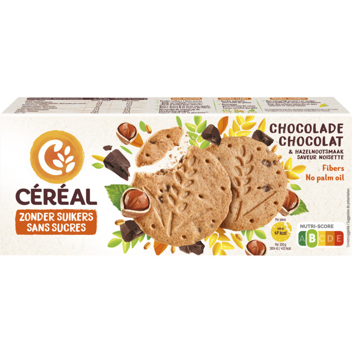 Céréal Chocolade hazelnootkoeken zonder suikers