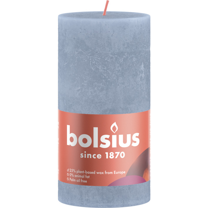 Bolsius Rustieke stompkaars 13cm sky blue