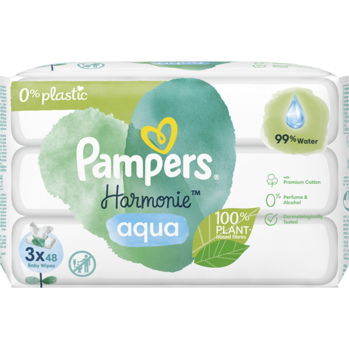 Pampers Harmonie aqua babydoekjes 3-pack