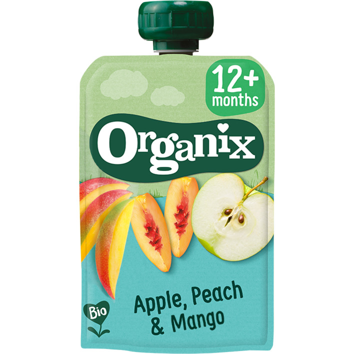 Organix Knijpfruit appel, perzik & mango 12m+