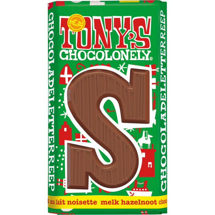 Tony's Chocolonely Melk hazelnoot letterreep S