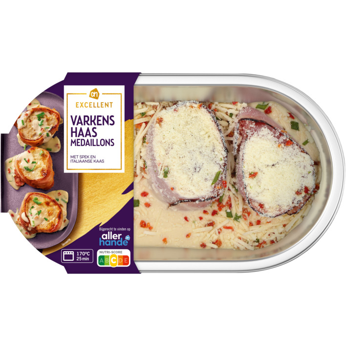 AH Varkenshaasmedaillons spek kaas