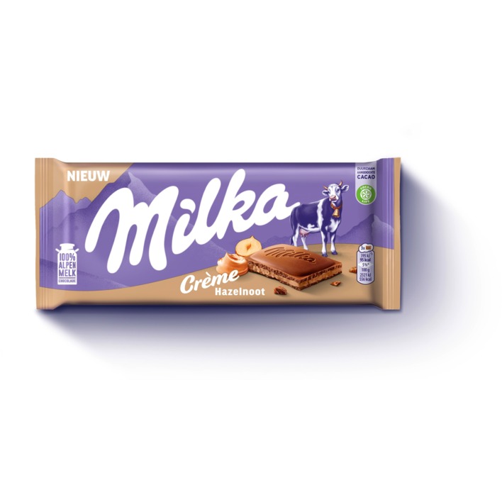 Milka Chocoladereep hazelnoot crème