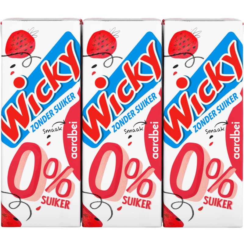 Wicky Aardbei 0% suiker 6-pack