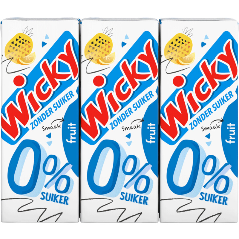 Wicky Fruit 0% suiker 6-pack