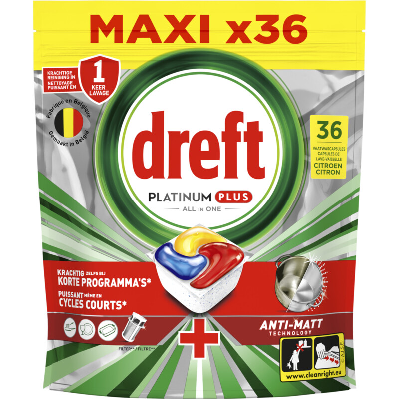 Dreft Platinum plus vaatwascapsules citroen