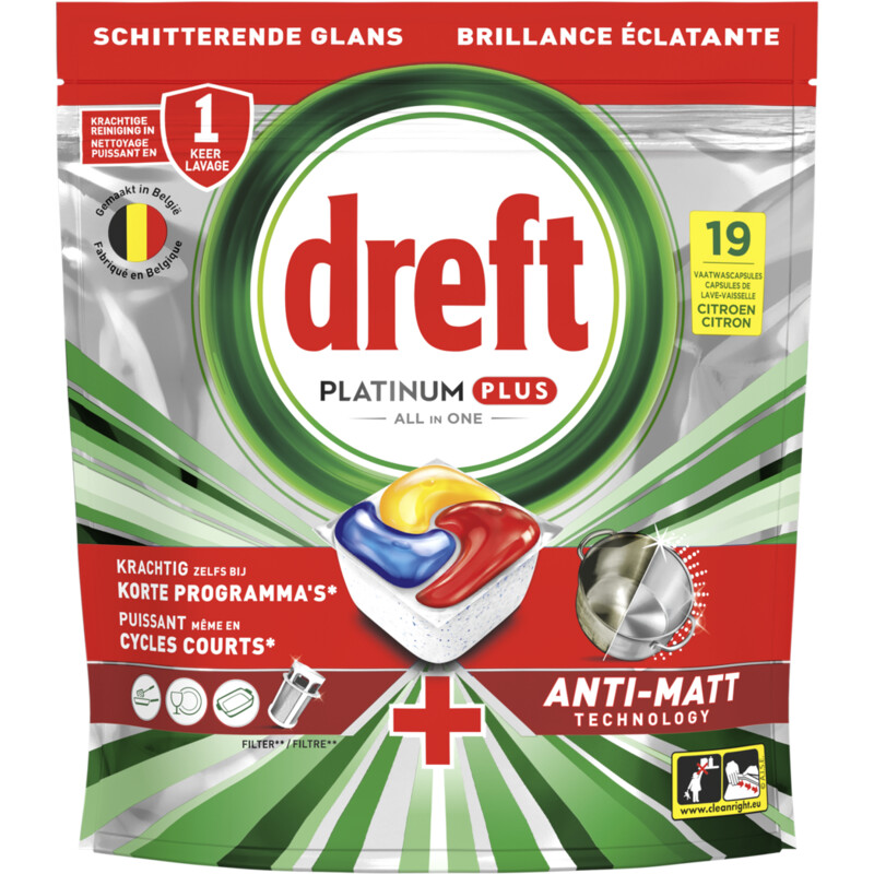 Dreft Platinum plus vaatwascapsules citroen