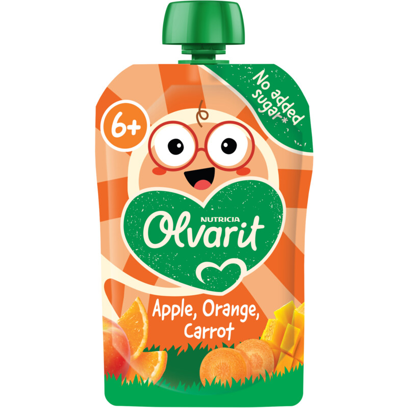 Olvarit Knijpfruit appel sinaasappel wortel 6m+