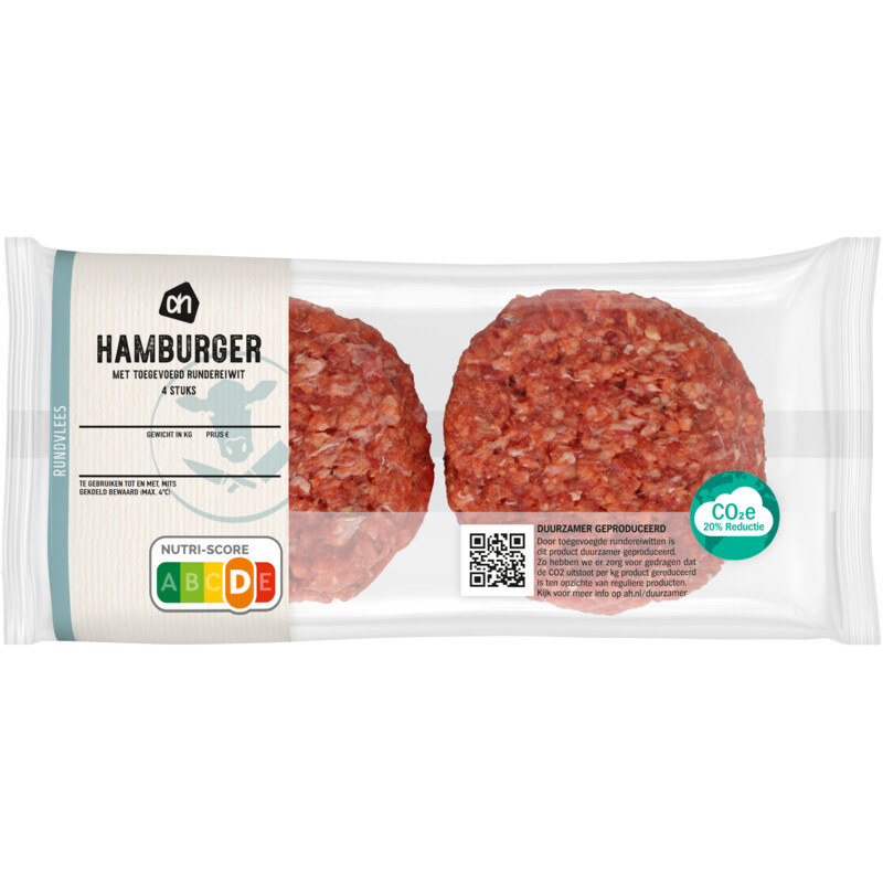 AH Hamburger toegevoegd rundereiwit 4 stuks
