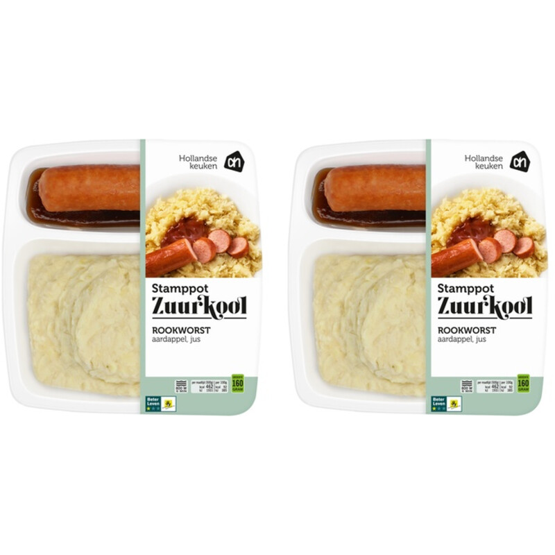 AH Stamppot zuurkool rookworst 2-pack