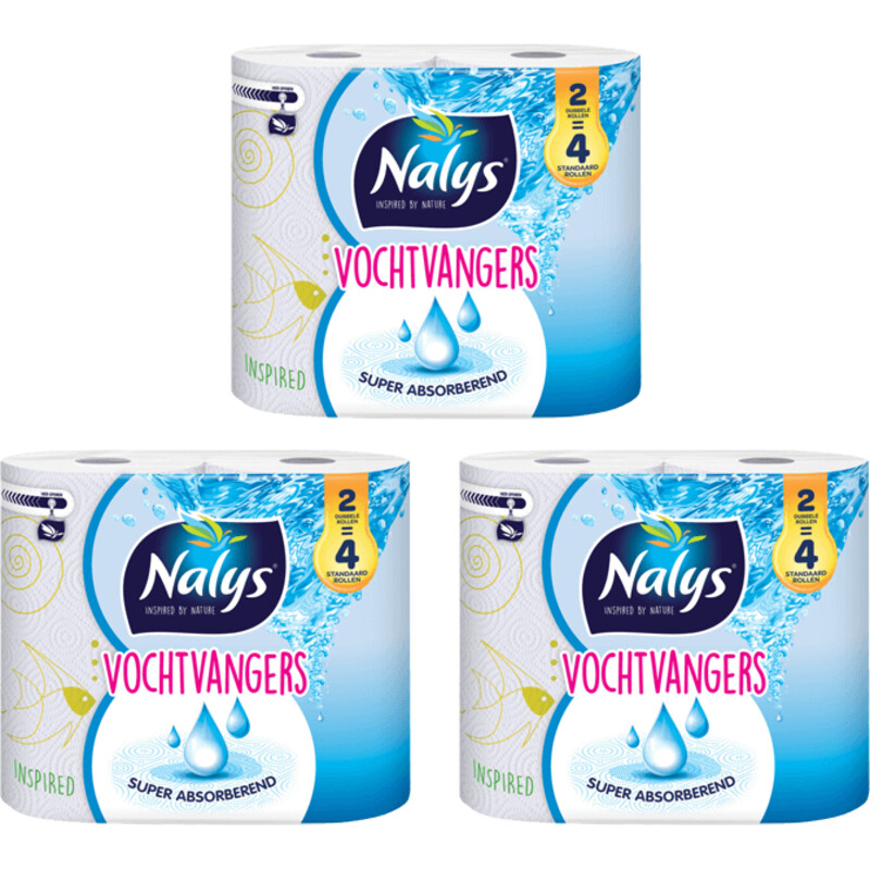 Nalys Vochtvangers keukenpapier 2=4 rol 3-pack