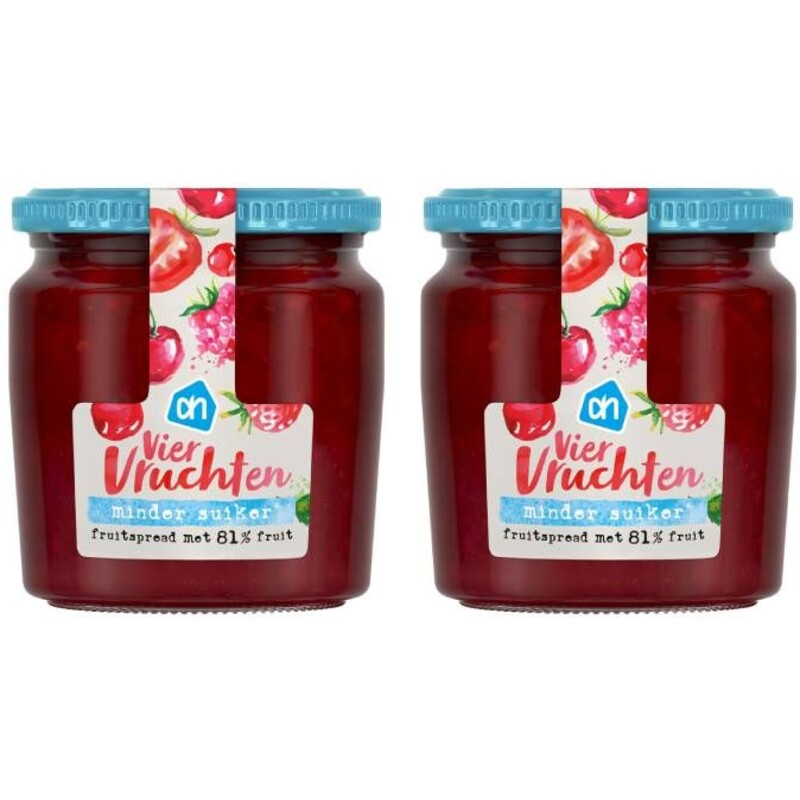 AH Fruitspread viervrucht 81% 2-pack