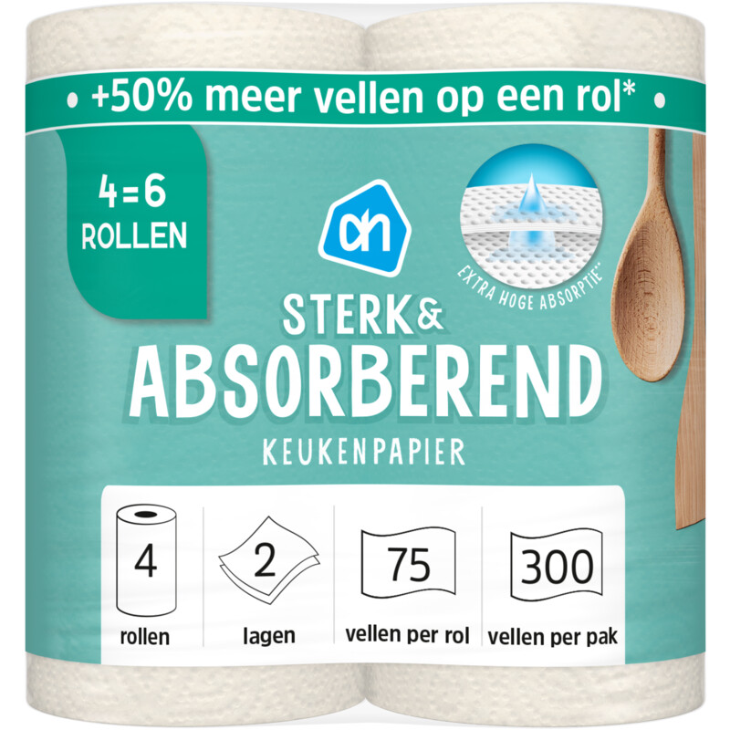 AH Keukenpapier sterk & abs 4=6 rollen