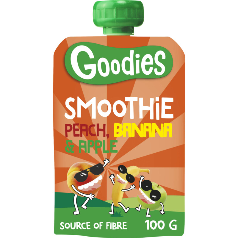 Goodies Knijpfruit smoothie perzik, banaan 3+
