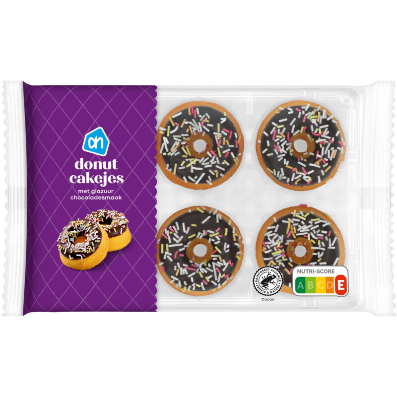 AH Donut cakejes met glazuur chocoladesmaak