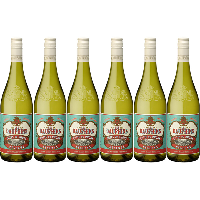 Les Dauphins Reserve côtes du rhône blanc 6 flessen