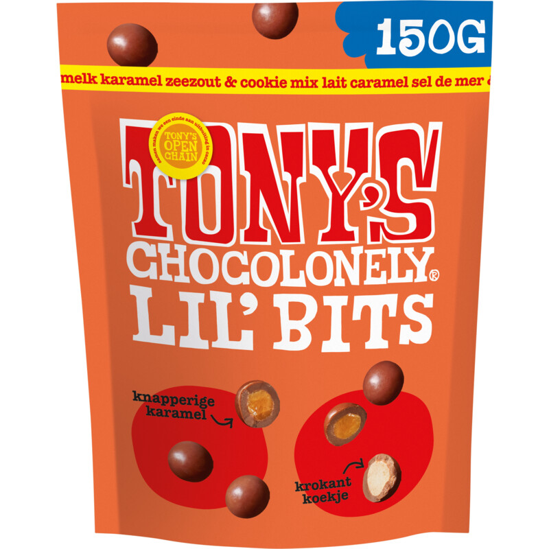 Tony's Chocolonely Lil'bits melk karamel zeezout biscuit