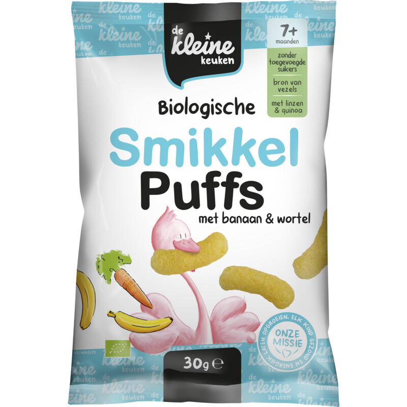 De Kleine Keuken Smikkel puffs met banaan & wortel 7m+