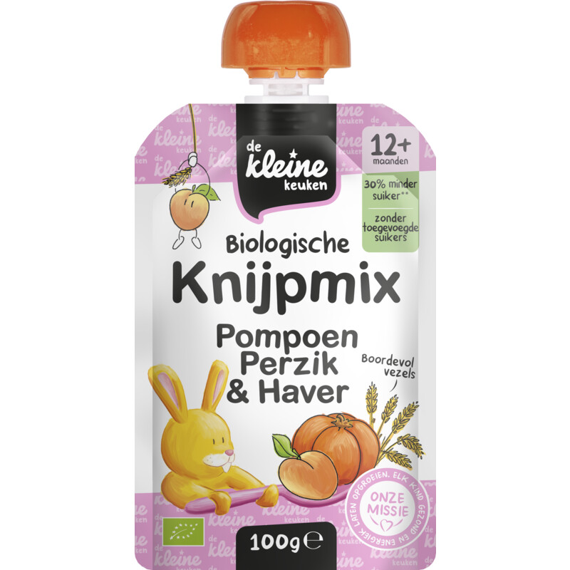 De Kleine Keuken Knijpmix pompoen perzik & haver 12m+
