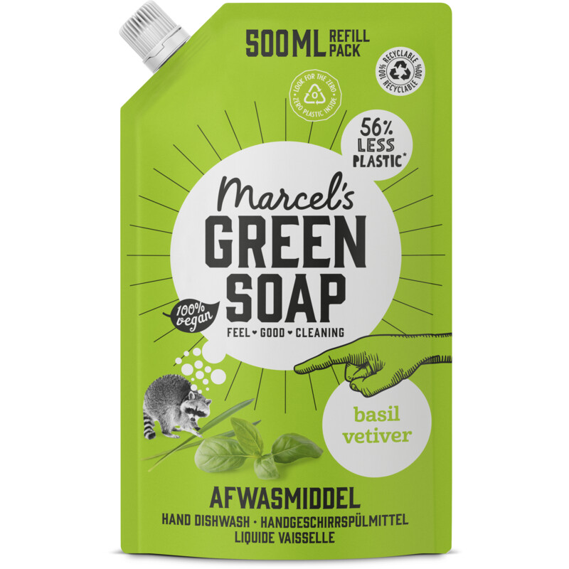 Marcel's Green Soap Handafwas basicilum & vetiver refill