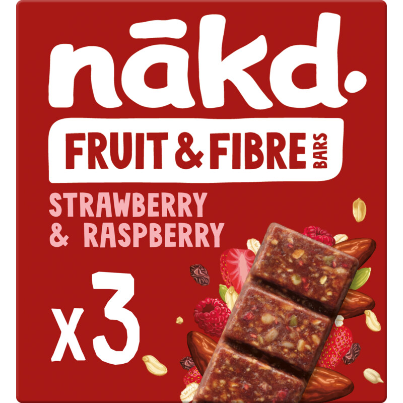 Nakd. Fruit & fibre bars strawberry raspberry