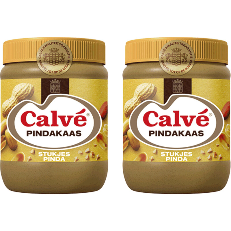 Calvé Pindakaas stukjes pinda 2-pack