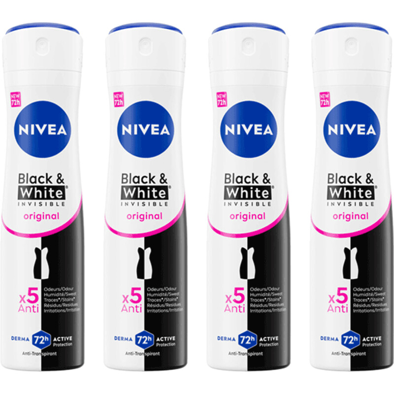 NIVEA Black & white original deo spray 4-pack