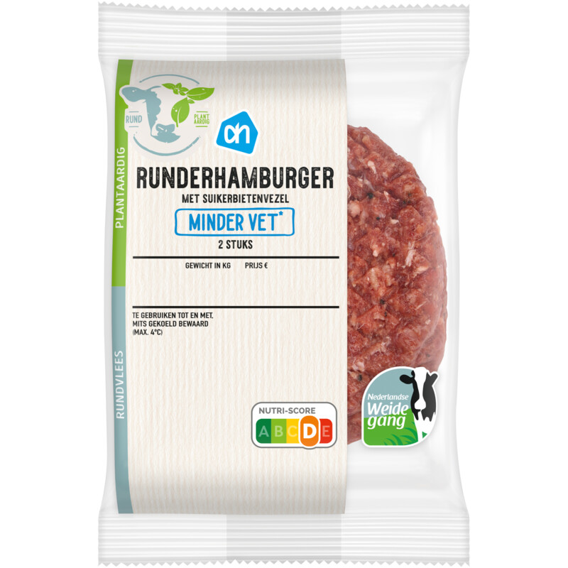 AH Runderhamburger minder vet 2 stuks