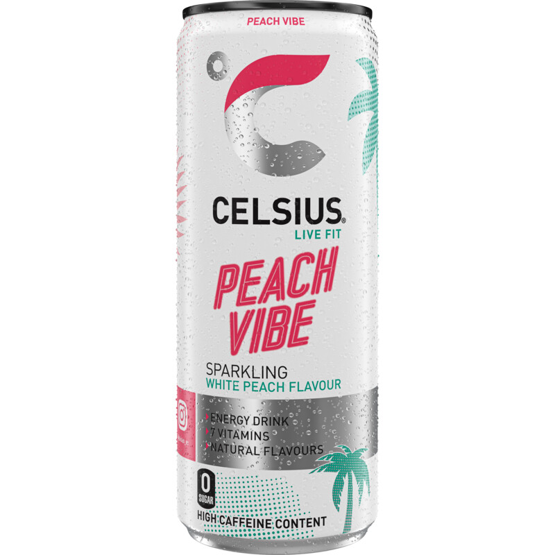 Celsius Sparkling peach vibe