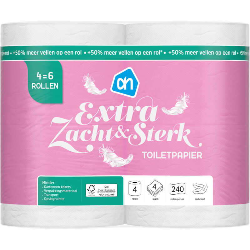 AH Toiletpapier zacht 4-laags 4=6 rollen