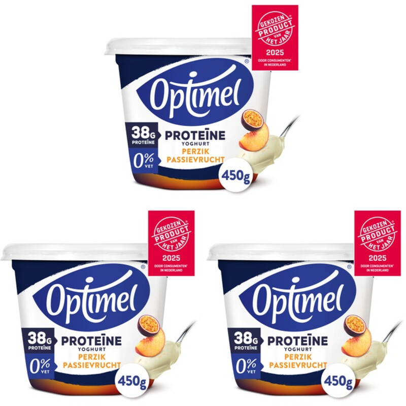 Optimel Proteïne yoghurt perzik passievrucht 3pk