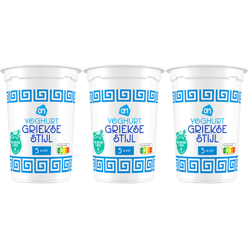 AH Yoghurt Griekse stijl 5% vet 3-pack