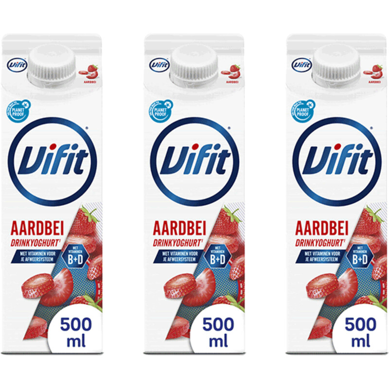 Vifit Drinkyoghurt aardbei 500ml 3-pack