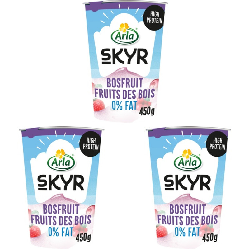 Arla Skyr bosfruit yoghurt 0% fat 3-pack
