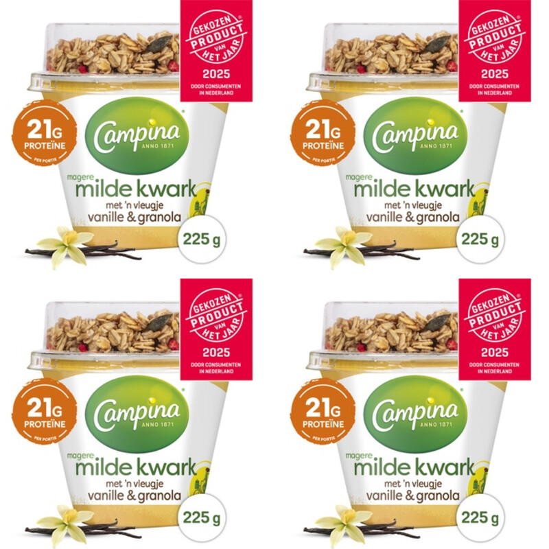 Campina kwark vanille & granola 4-pack