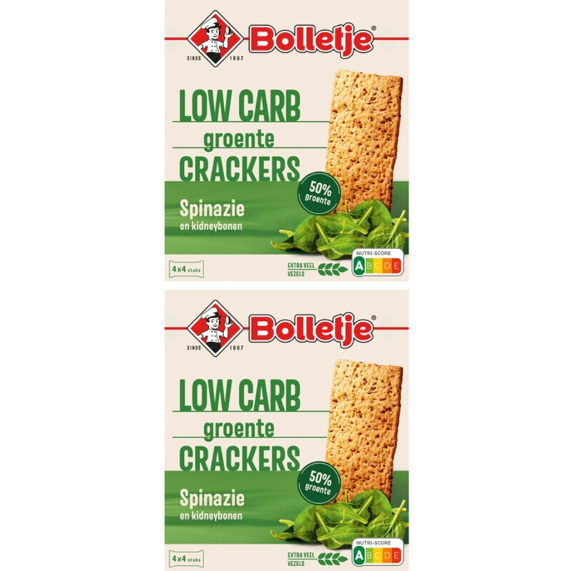 Bolletje 50% groente crackers spinazie 2-pack