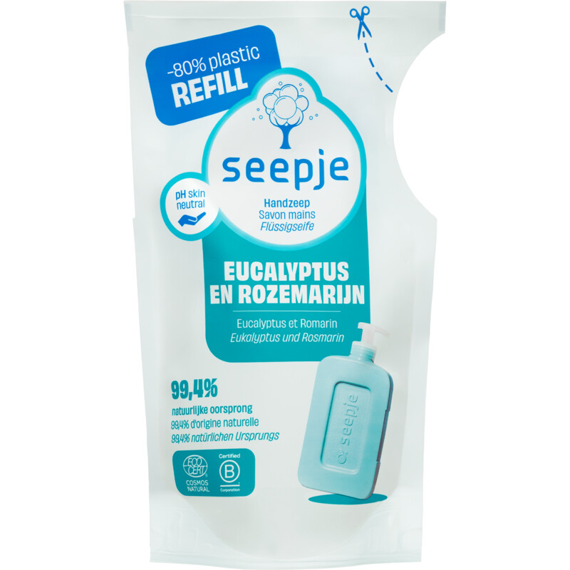 Seepje Handzeep eucalyptus rozemarijn navulling