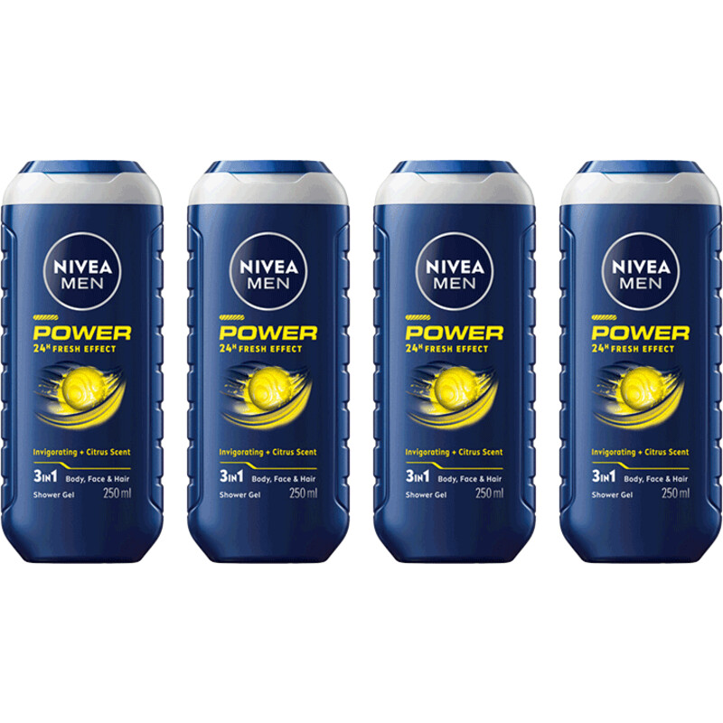 NIVEA Men power refresh douchegel 4-pack