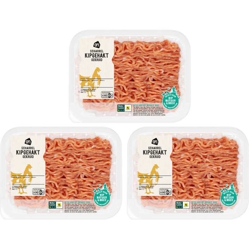AH Scharrel kipgehakt gekruid 3-pack