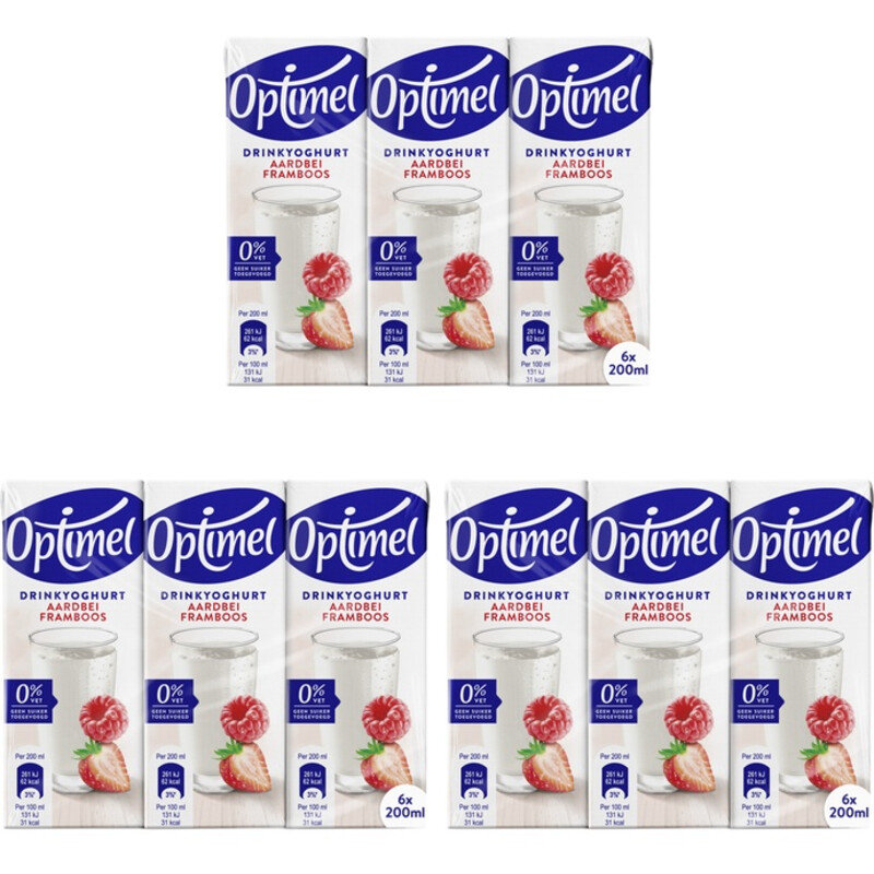 Optimel Langlekker drinkyoghurt aardbei 3-pack