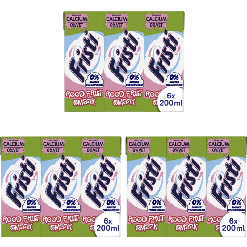 Fristi Rood fruit 0% suiker 6x200ml 3-pack