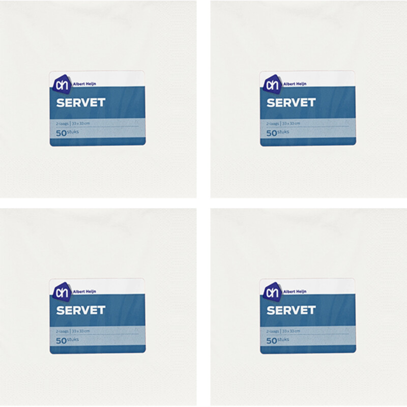 AH Servetten 2-laags 33x33 cm wit 4-pack