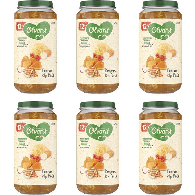 Olvarit Pompoen kip pasta 12m+ 6-pack