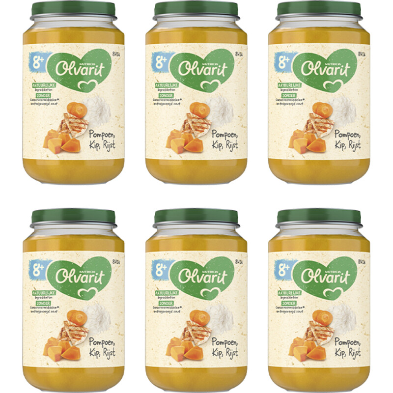 Olvarit Pompoen kip rijst 8m+ 6-pack