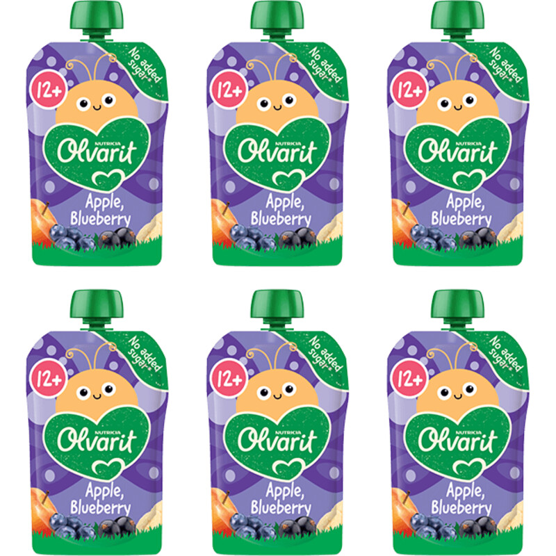 Olvarit Knijpfruit appel blauwe bes 12m+ 6-pack