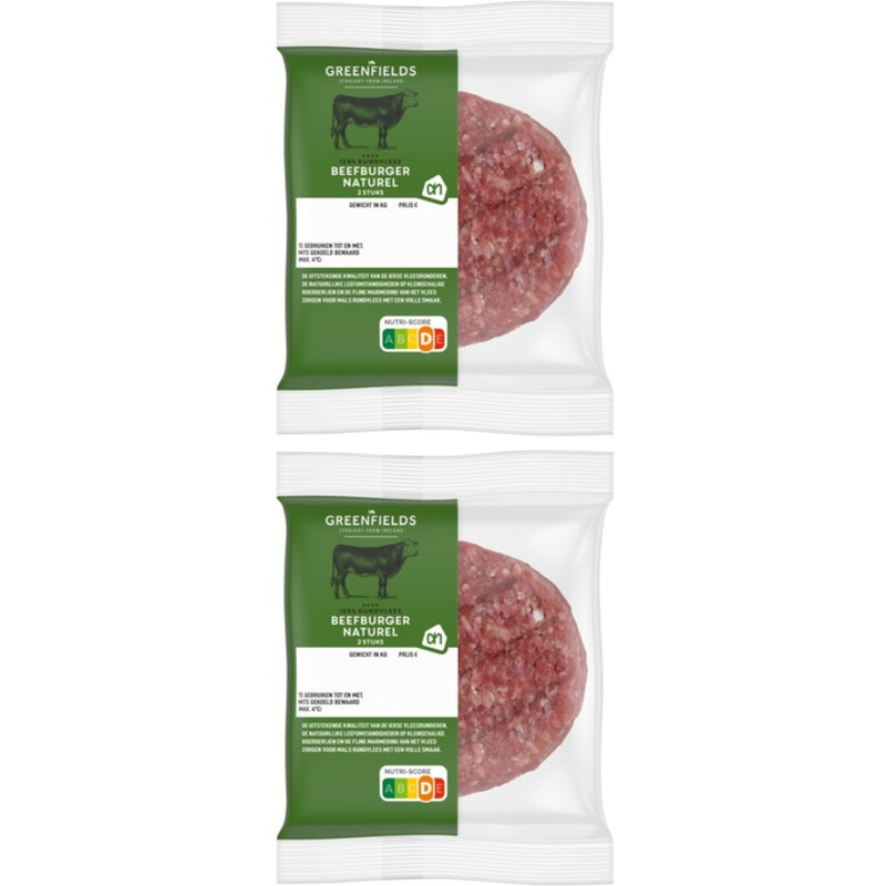 AH Greenfields Beefburger naturel 2 stuks 2-pack