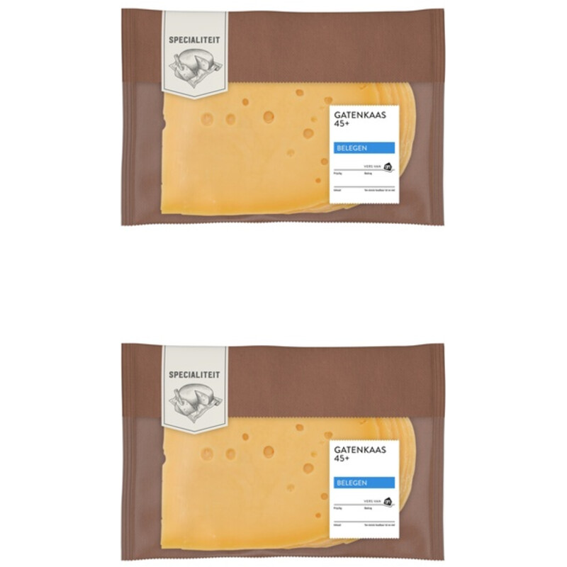 AH Gatenkaas belegen 45+ plakken 2-pack